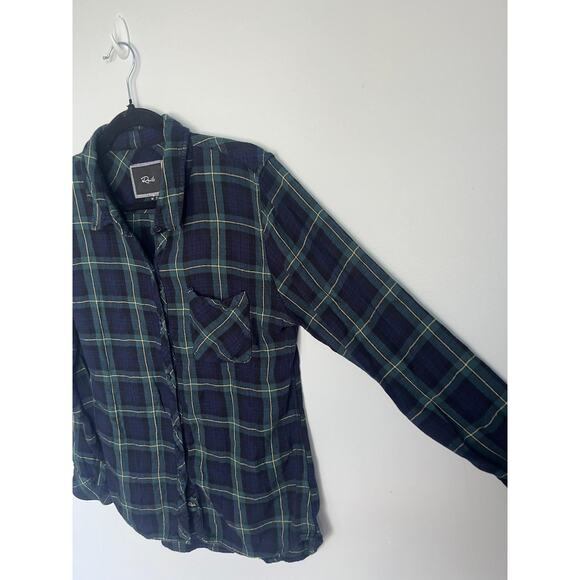 Rails Plaid Button Down Shirt Women M Navy Green Checkered Flannel - Picture 5 of 7